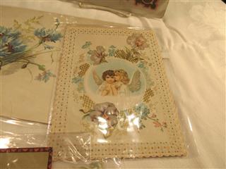 26 ANTIQUE EPHEMERA EMBELLISHED SINGLE PANEL DIE CUT CARDS - USED